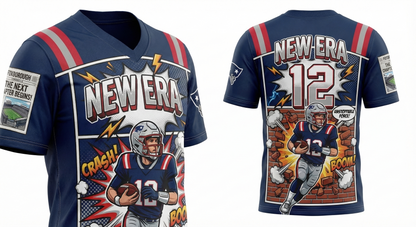 Unisex Foxborough Gridiron "New Era" AOP Football Jersey - 90s Comic Book Style