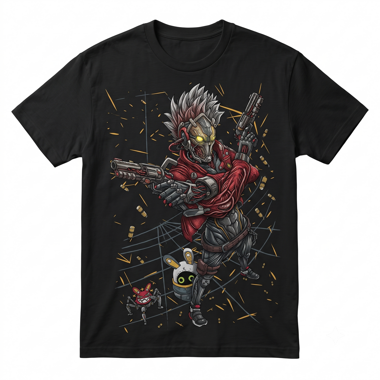 Cyberpunk Robot Graphic T-Shirt, Techwear Urban Streetwear Tee, Men’s Oversized Anime Style Short Sleeve Shirt