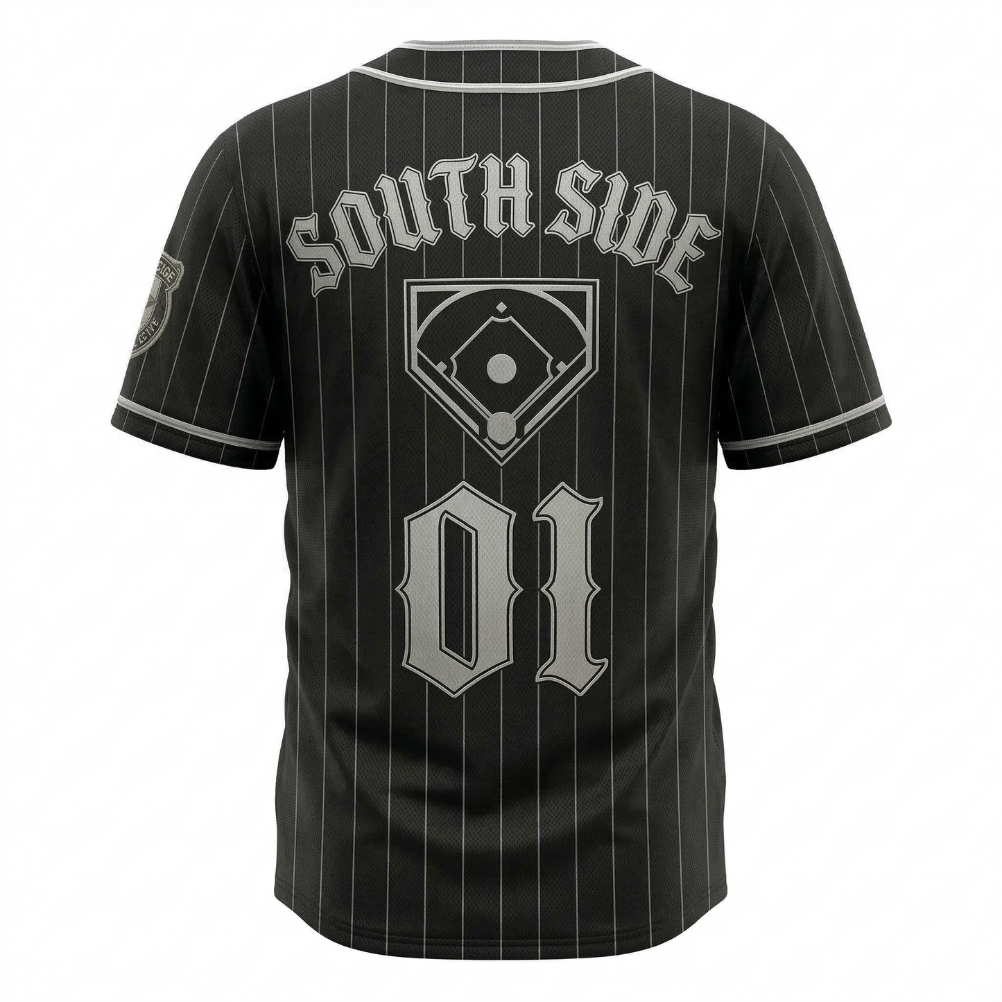 South Side Chicago Baseball Heritage Jersey - Pro-Grade Performance Mesh Button-Up - Black & Silver Vintage Edition - Unisex Athletic Fit