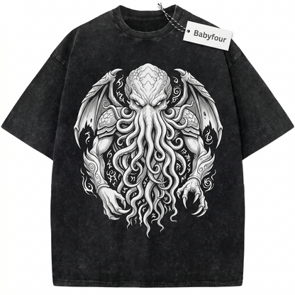 Vintage Lovecraftian Cosmic Horror Graphic Unisex T-Shirt, Retro Dark Fantasy Tentacle Monster Tee
