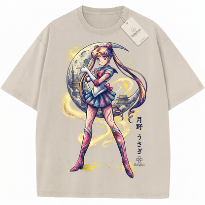 Anime Guardian of Love and Justice Vintage Graphic Tee - Retro Japanese Manga Aesthetic Moon Princess Clothing - Unisex T-shirt