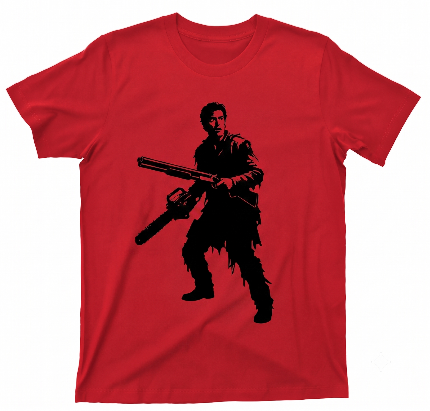 Retro Cult Horror Film Ash Character Graphic Tee - Vintage Zombie Hunter Movie Scene Merch - Unisex T-shirt