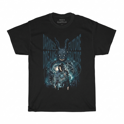Vintage Cult Classic Time Travel Movie Graphic Tee - Scary Rabbit Silhouette Retro Fashion Unisex T-shirt