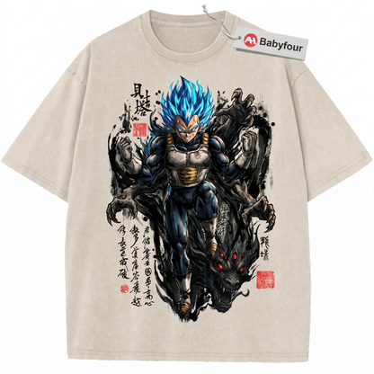 Vintage Japanese Ink Wash Warrior Prince Graphic Tee - Retro Anime Inspired Sumi-e Style Unisex T-shirt