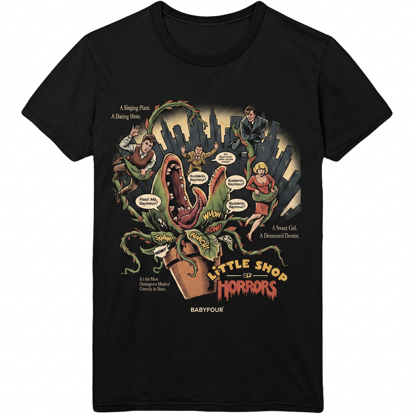 Retro 80s Musical Horror Movie Carnivorous Plant 40th Anniversary Graphic Unisex T-shirt