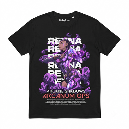 Retro Gaming Character Graphic Tee - Purple Duelist Agent Black T-Shirt for Men and Women