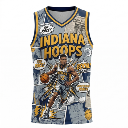 Men's Indianapolis Basketball Heritage Graphic Tank Top - Dynamic Comic Book Style AOP - Unisex Fan Apparel