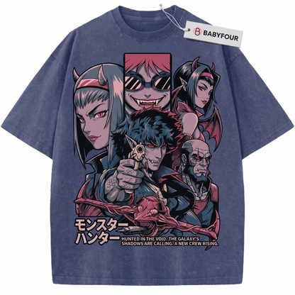 Vintage Japanese Animation Cowboy Jazz Ship Graphic Tee - Nostalgic Otaku Cyberpunk Style Unisex Tshirt