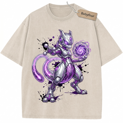 Psychic Purple Monster Vintage Graphic Tee Retro Japanese Style Heavyweight Unisex Tshirt