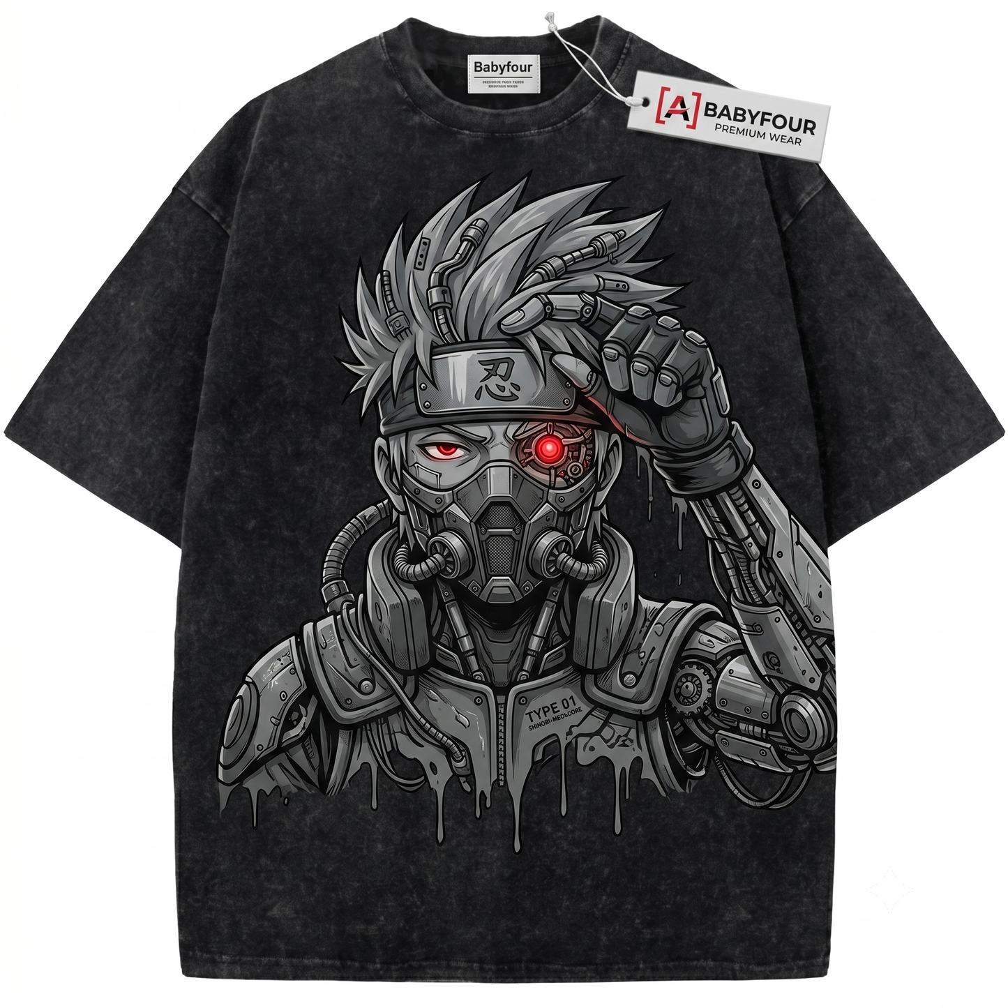 One-Eyed Ninja Copycat Graphic Acid Wash Heavyweight Tee Funny Ninja Gift Unisex T-shirt