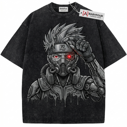 One-Eyed Ninja Copycat Graphic Acid Wash Heavyweight Tee Funny Ninja Gift Unisex T-shirt