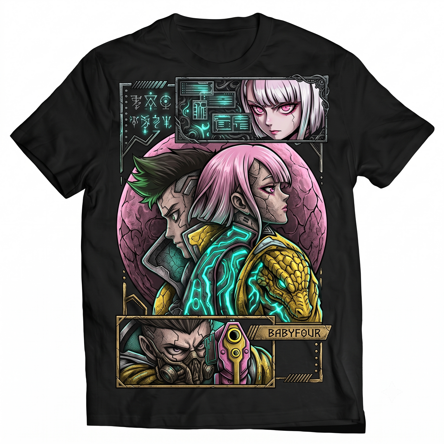 Retro Future Anime Graphic T-Shirt - Japanese Cyberpunk Style Black Tee