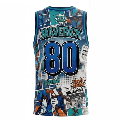 Dallas Basketball Fans Custom "Triple D" AOP Jersey - Mavericks Inspired Streetwear Tech