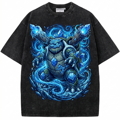 Retro Blue Shell Water Monster Graphic Tee - Vintage Aesthetic Anime Unisex T-shirt