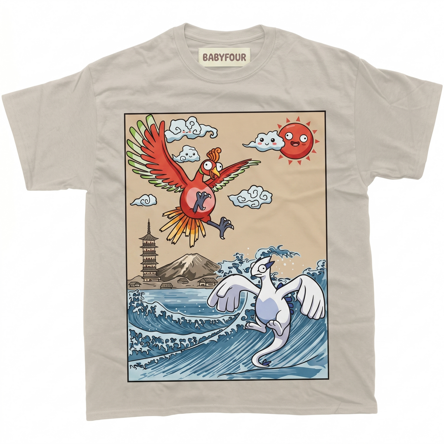 Japanese Retro Ukiyo-e Mythical Flying Monsters Graphic Tee Art Sand Unisex T-Shirt