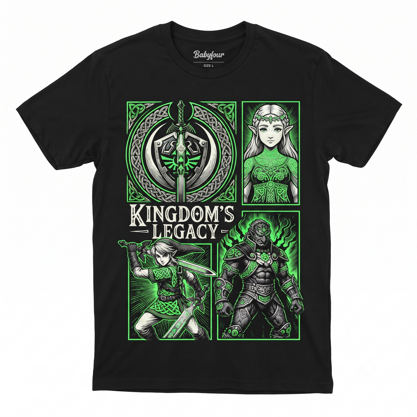 Legend of Zelda Heroic Crest & Triforce Symbol Graphic Print, Fantasy Adventure Action RPG Fan Apparel, Vintage Style Gaming Unisex Tshirt
