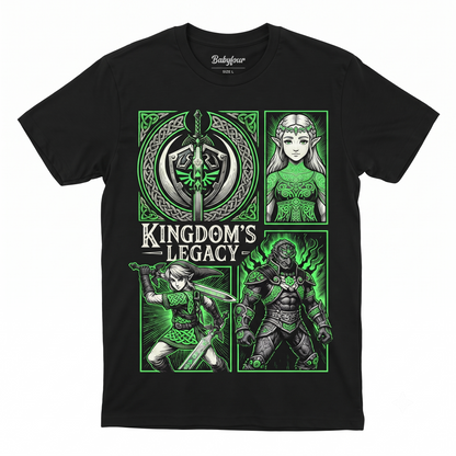 Legend of Zelda Heroic Crest & Triforce Symbol Graphic Print, Fantasy Adventure Action RPG Fan Apparel, Vintage Style Gaming Unisex Tshirt
