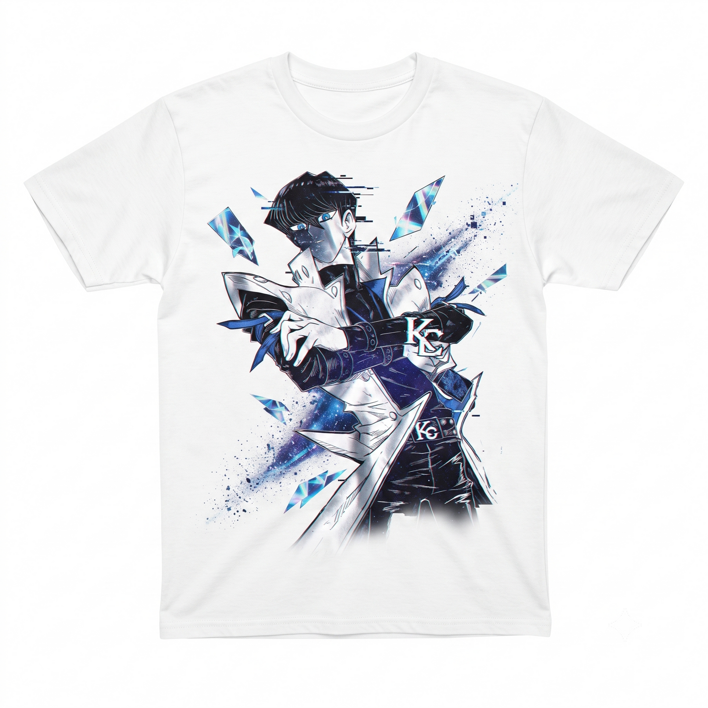 Card Game Inspired Illustration T-Shirt, Heavyweight Black Graphic Tee, Japanese Anime Aesthetic Clothing, Short Sleeve Cotton Shirt