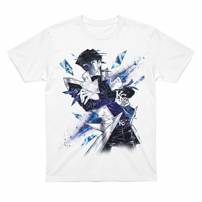 Card Game Inspired Illustration T-Shirt, Heavyweight Black Graphic Tee, Japanese Anime Aesthetic Clothing, Short Sleeve Cotton Shirt