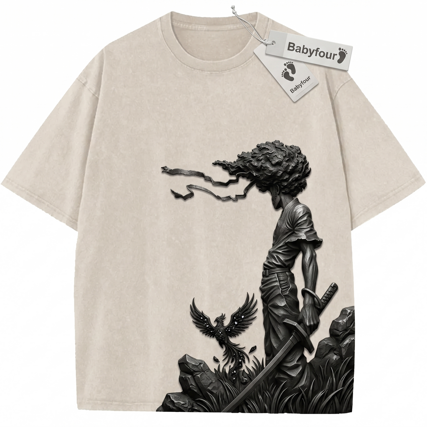 Retro Afro Swordsman Graphic Tee - Vintage Aesthetic Anime Unisex T-Shirt