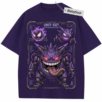Vintage Purple Phantom Ghost Graphic Unisex T-Shirt - Retro 90s Anime Monster Style Tee
