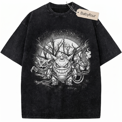 Vintage Spooky Ghost Trio Evolution Unisex T-Shirt - Retro 90s Anime Monster Graphic Tee