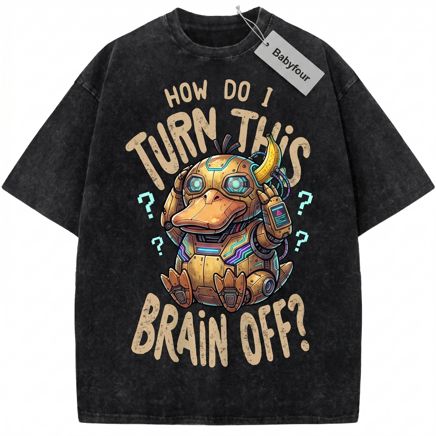 Vintage Confused Yellow Duck Anime Unisex T-Shirt - Funny Retro Headache Monster Graphic Tee