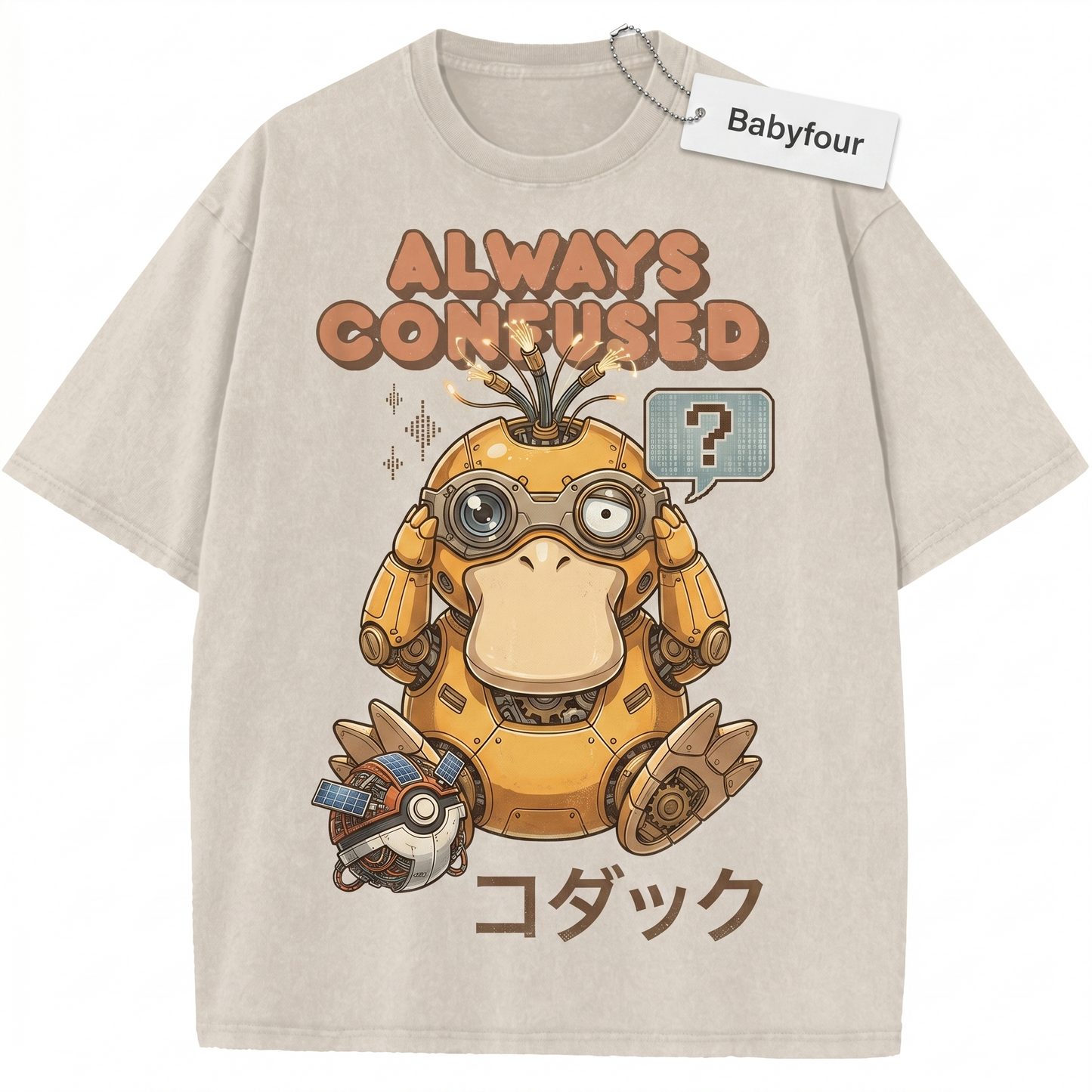 Vintage Confused Yellow Duck Anime Shirt, Retro Japanese Cartoon Graphic Tee, Unisex Tshirt