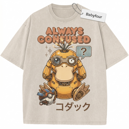 Vintage Confused Yellow Duck Anime Shirt, Retro Japanese Cartoon Graphic Tee, Unisex Tshirt