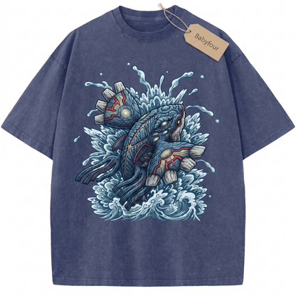 Vintage Legendary Ocean Whale Anime Graphic T-Shirt, Retro Water Guardian Beast Unisex Tshirt