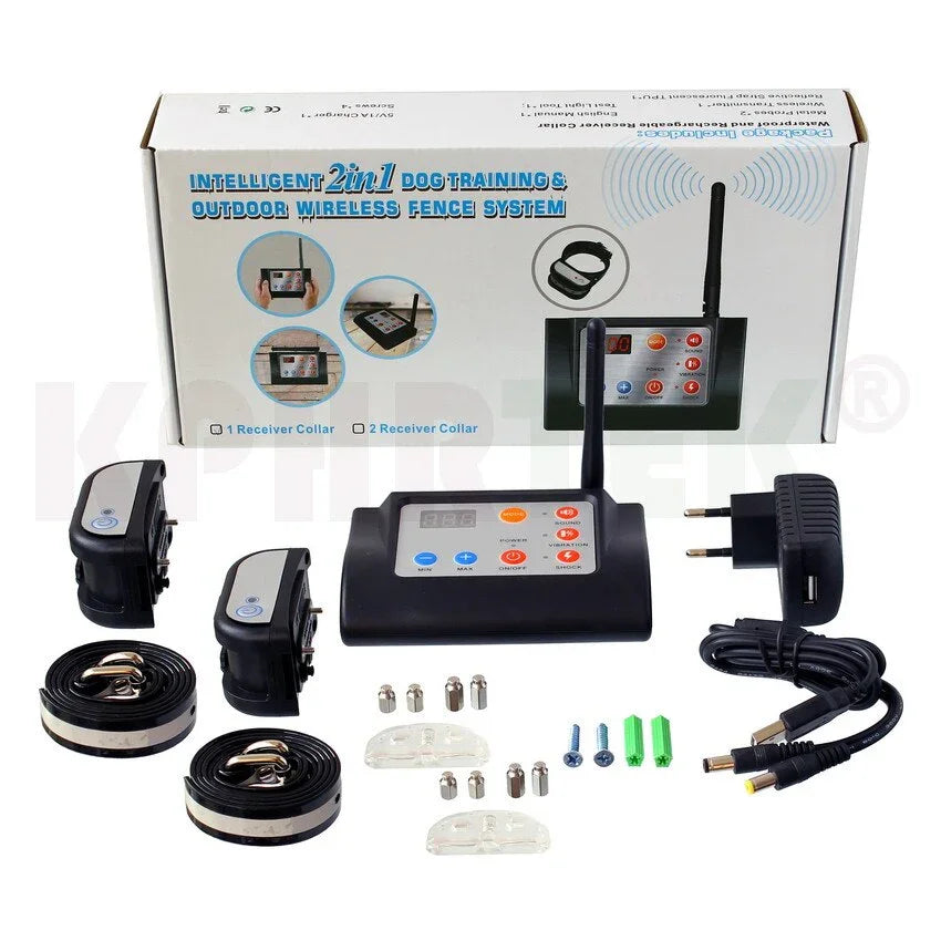 2 in 1   Wireless Electronic Dog Fence System and Dog Training Collar   Beep Shock Vibration Training  for 1/2/3 dogs 6 Sets/lot