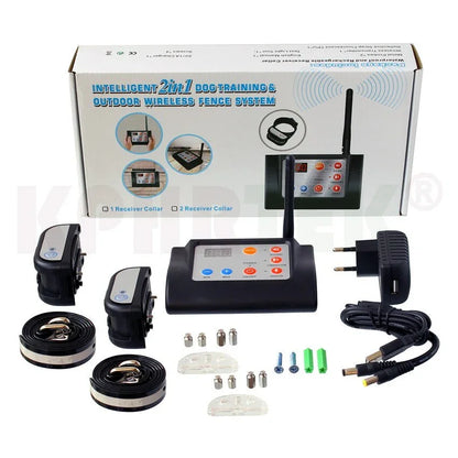 2 in 1   Wireless Electronic Dog Fence System and Dog Training Collar   Beep Shock Vibration Training  for 1/2/3 dogs 6 Sets/lot