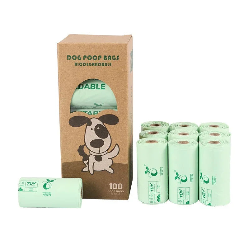 Corn starch biodegradable pet litter bag PLA compost roll up vest bag dog litter bag