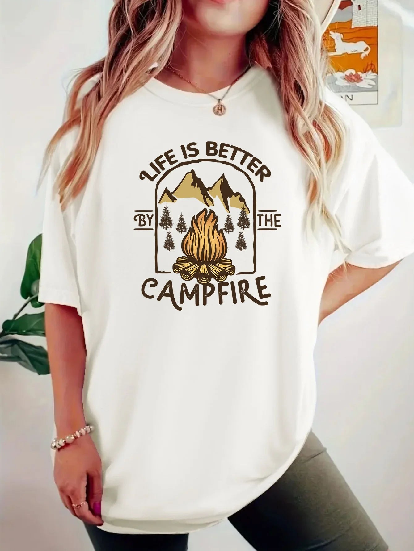 T-shirt camping printed short sleeved shirt