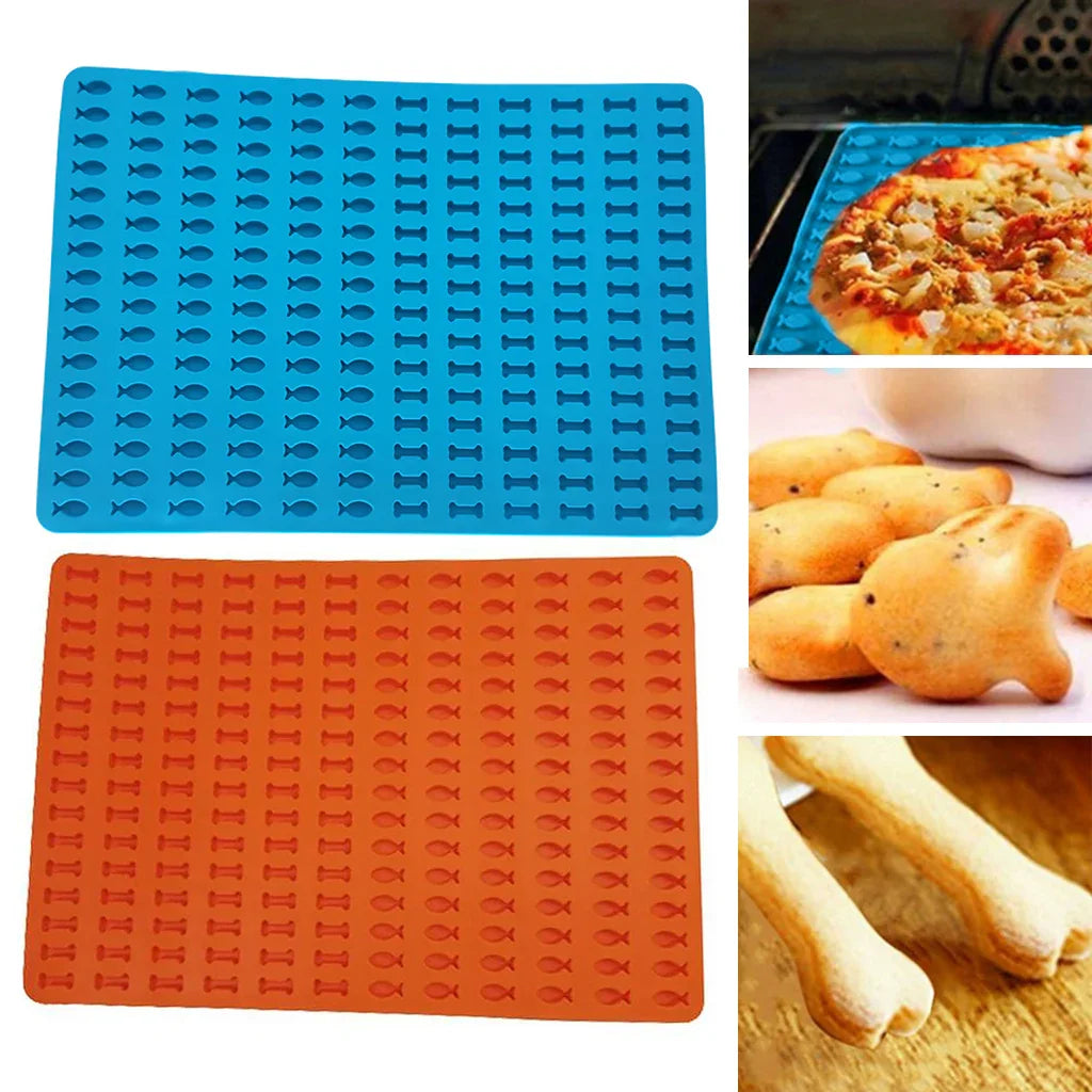 Fish and Bone Baking Mat Silicone Draining Mat Fish Bone Dog Food Biscuit Mold Pet Biscuit Mold