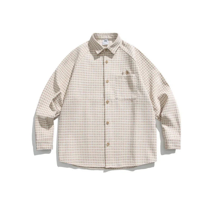 Plaid pocket lapel shirt loose fit shirt