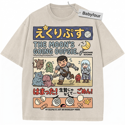 Vintage Black Swordsman Anime Graphic Tee - Dark Fantasy Retro Unisex T-Shirt