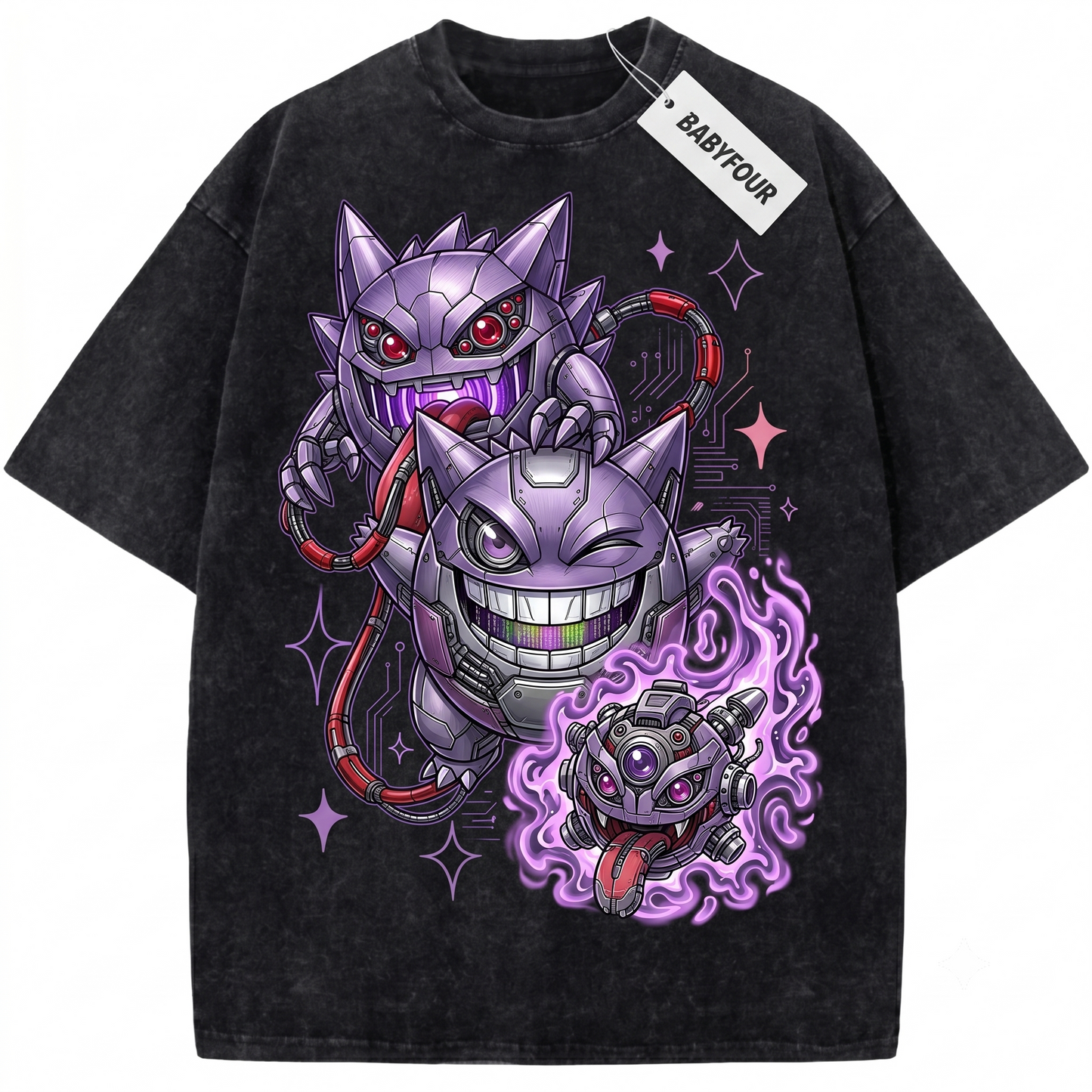 Vintage Ghost Trio Anime Graphic Tee Retro Shadow Monster Unisex T-Shirt