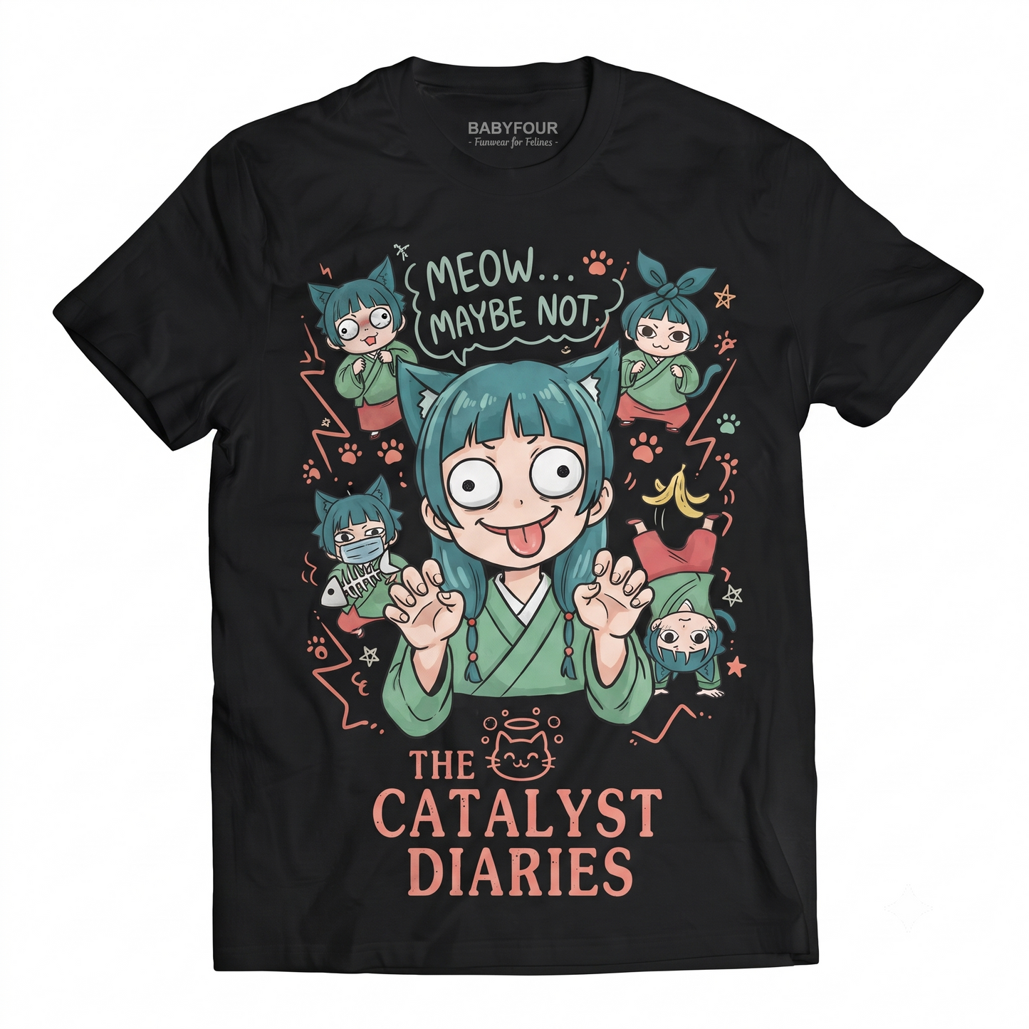Kawaii Cat Girl Anime T-Shirt, Manga Inspired Graphic Tee, Gift for Anime Fans, Unisex Cotton Graphic Shirt