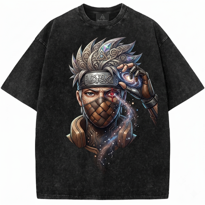 One-Eyed Ninja Copycat Graphic Acid Wash Heavyweight Tee Funny Ninja Gift Unisex T-shirt
