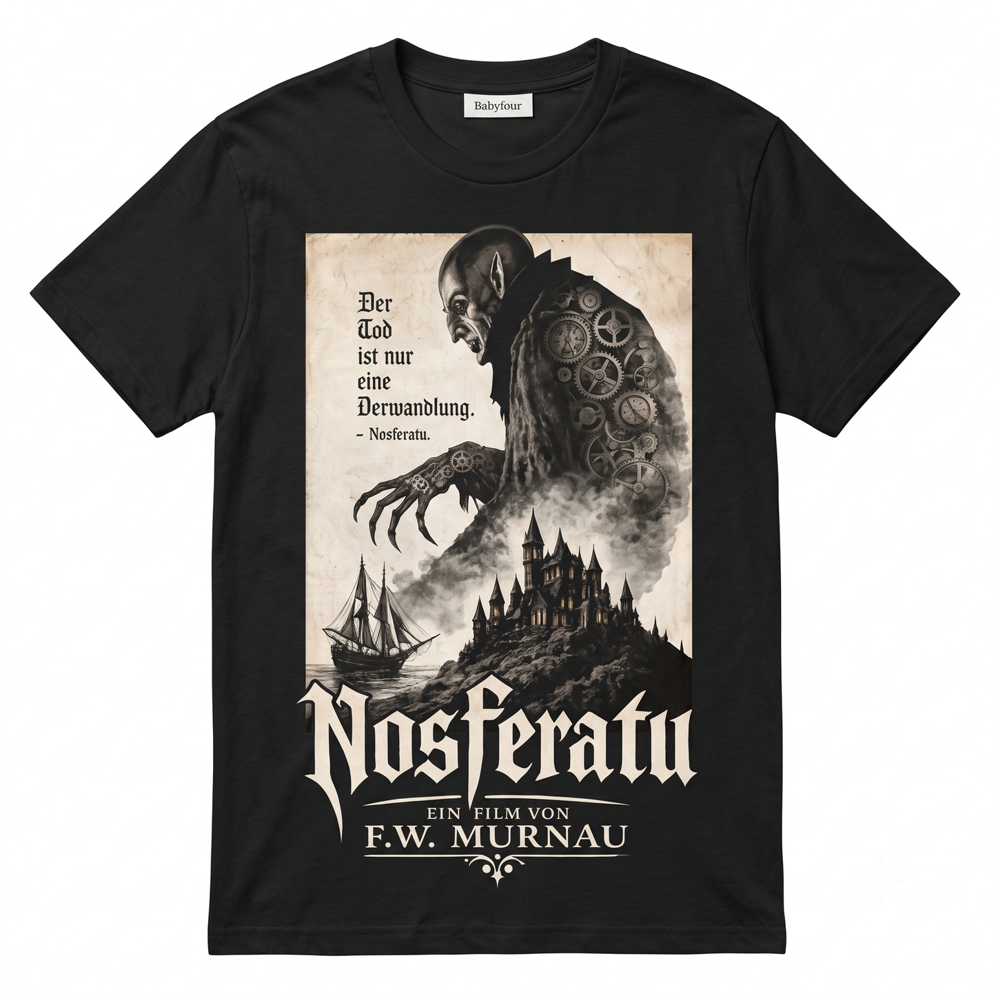 1922 Silent Vampire Movie Graphic Tee - German Expressionism Horror Gothic Film Merch - Vintage Classic Monster Unisex T-Shirt