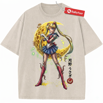 Anime Guardian of Love and Justice Vintage Graphic Tee - Retro Japanese Manga Aesthetic Moon Princess Clothing - Unisex T-shirt