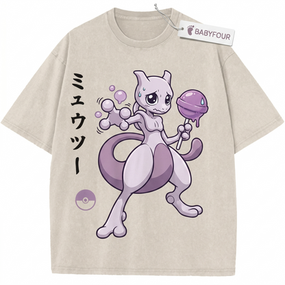 Psychic Purple Monster Vintage Graphic Tee Retro Japanese Style Heavyweight Unisex Tshirt