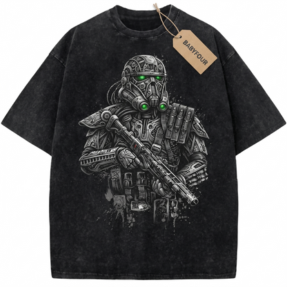 Vintage Dark Galactic Soldier T-Shirt, Retro Sci-Fi Space Armor Graphic Tee, Unisex