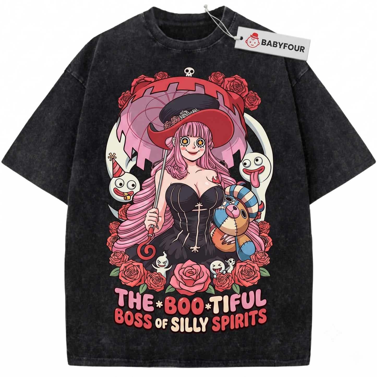 Pink Hair Ghost Princess Vintage Graphic Tee - Retro Anime Gothic Aesthetic Unisex T-shirt