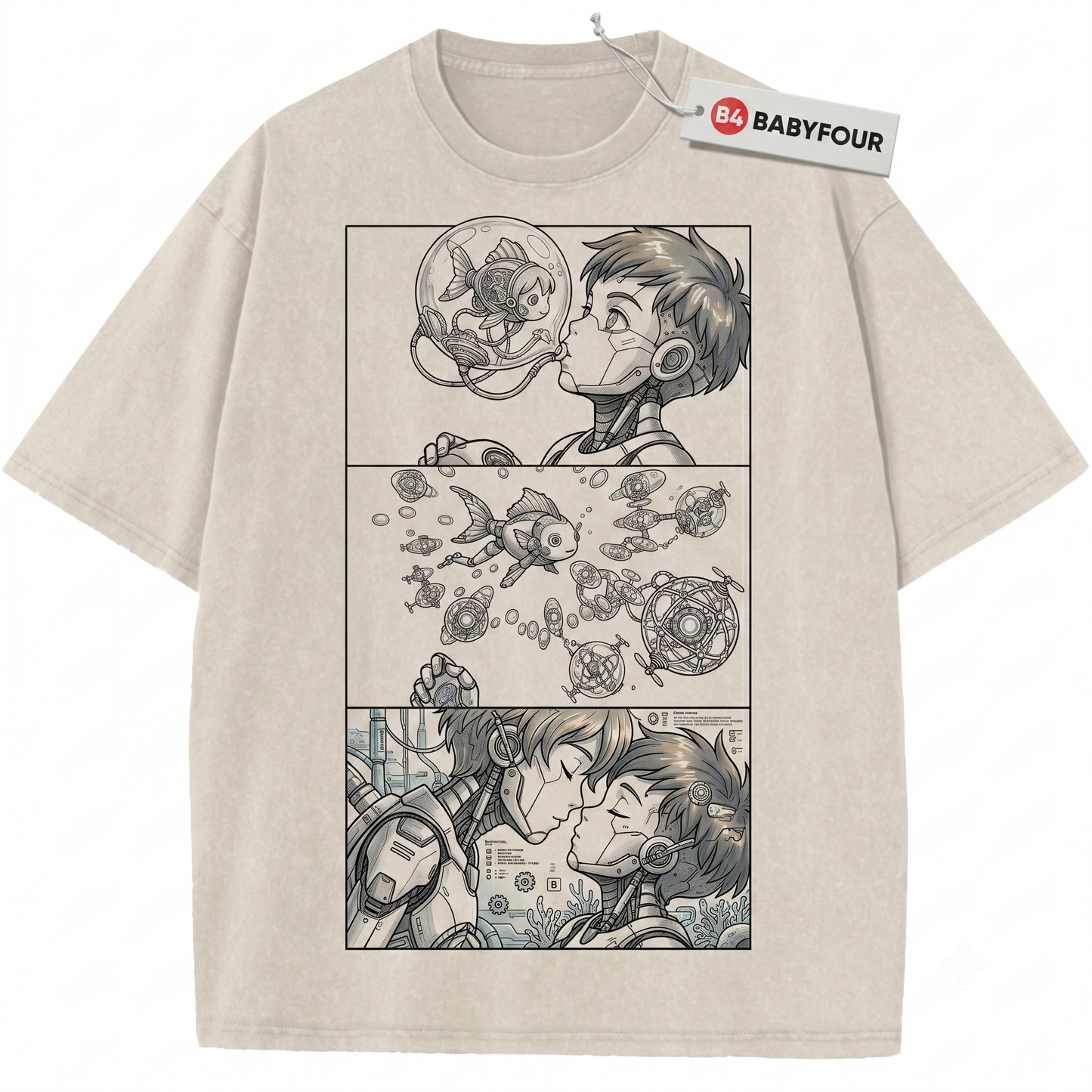 Retro Anime Magic Fish Girl Vintage Graphic Tee - Aesthetic Cute Goldfish Princess Unisex T-Shirt