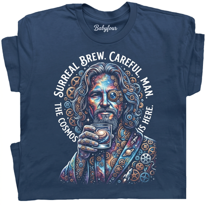 Careful Man There's a Beverage Here Graphic Movie Quote Tee, Retro The Dude Abides Beer Alcohol Funny Saying Vintage Apparel - Unisex Tshirt
