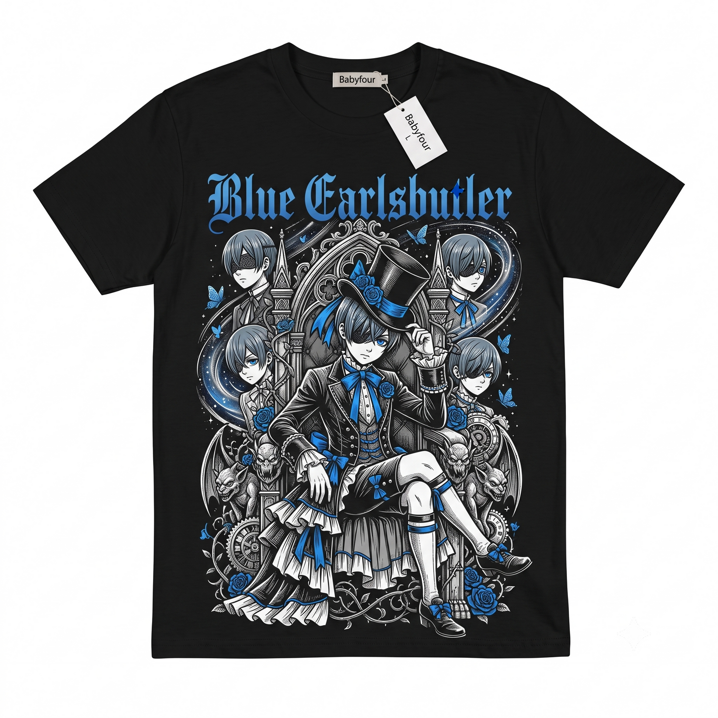 Dark Gothic Butler Vintage Graphic Tee - Japanese Anime Fan Gift Unisex T-shirt