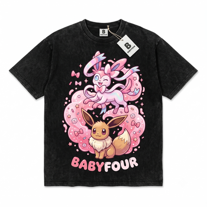 Vintage Sylveon & Eevee Cute Anime Unisex T-shirt