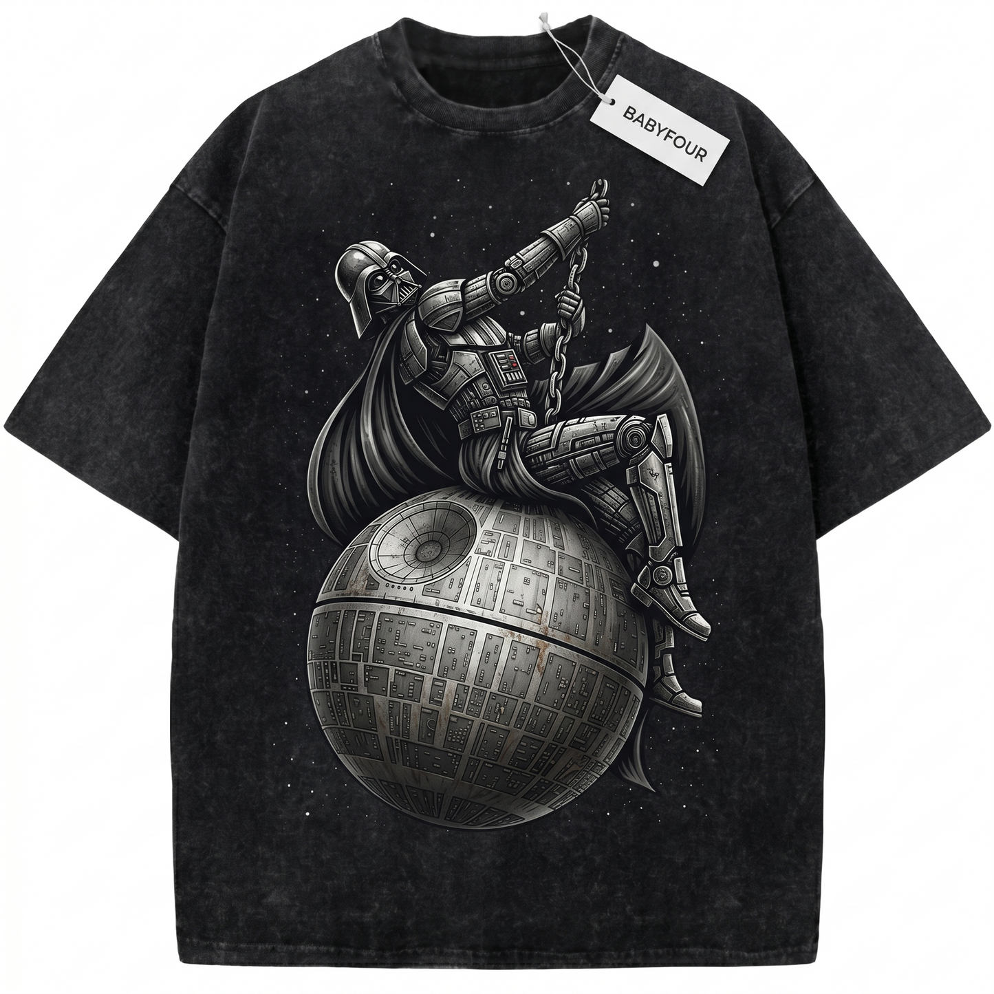 Funny Dark Lord Wrecking Space Station Parody Unisex T-Shirt - Vintage Retro Sci-Fi Galaxy Movie Graphic Tee